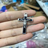 5pcs New Charm Blue Cross Jesus Rosary Cross Rosary Saint Benedict Cross Medal
