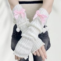 New Year Christmas Gift Red Knitted Arm Sleeves Girls Warm Sweet Fingerless Gloves