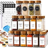 13Pcs Glass Spice Jars with Bamboo Lids 4oz Glass Jars Spice Jar Set Seasoning Jars Organizer Storage Bottles for Spice Rack