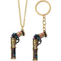 Jinx Cannon Hero Gun Metal Necklace Key Rings for Men Arcane Sheriff Skin Gaming Themed Jewelry Fans Accessory