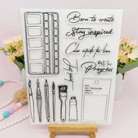 Art Paintbrush Palette Clear Stamps Transparent Stamps for DIY DIY Scrapbooking Journaling Card Making Planner & Card Craft