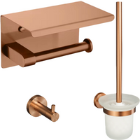 Brushed Rose Gold Stainless Steel Wall-Mounted Bathroom Set - Elegant Toilet Paper Towel Holder Soap Dispenser Robe Hook