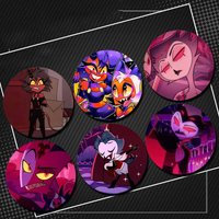 Popular Anime Helluva Boss Button Pin Cartoon Stolas Character Badge Round Brooch Bag Clothes Jewelry Accessories Fans Gifts