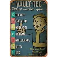 Vault-Tec Vintage Metal Sign-Home Decor Iron Wall Plaque, Suitable for Men'S Cave, Garage-Pre-Drilled Retro Poster with Inspira