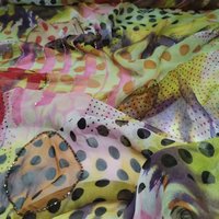 Silk Fabric Tissue Embroidery Hand Beading Scarf Toub Saree Decoration Dress Sewing Material