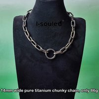 14mm wide pure titanium chunky chain, only 86g. Wasteland punk style, press clasp, hypoallergenic. Streetwear essential.