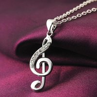 45cm 18inches 925 Silver Necklace Wedding Party Jewelry Wholesale Women Creative Music Symbol Stone Female Fashion