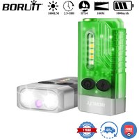 BORUiT V10 Keychain UV LED EDC Fluorescence Flashlight Type-C Rechargeable Work Light Torch with Magnet Buzzer Pocket Lantern