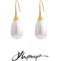 Yhpup Stainless Steel Imitation Pearls Water Drop Earrings Anti Allergic Metal Korean Style Elegance Chic Fashion Daily Jewelry