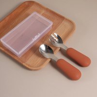 Minimalist Baby Silicone Spoon feeding set 316 Stainless Steel Fork Set with Case