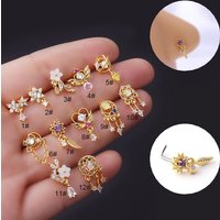 20G Nose Stud Lip Lobe Stackable Piercing Jewelry, Surgical 316L Stainless Steel Stackable Piercing Jewelry for Women Girls