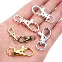 10pcs Gold Silver Plated Lobster Clasp Hooks Split Key Ring Swivel Connector Carabiner for Jewelry Finding Making DIY Handcrafts