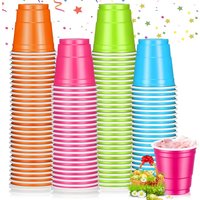 200Pack 2OZ Mini Party Cups Plastic Shot Glasses Pink Disposable Cups for Christmas Birthday Wedding Holiday Celebrating Party