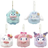 Sanrio 10cm Cute Hello Kitty Kuromi Plush Keychain Charm Doll Pendant for Bag Phone Accessory Kawaii Gift for Kids Girls