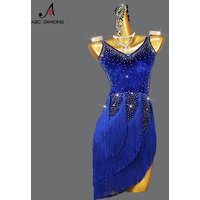 New Velvet Latin Dance Dress Sexy Fringed Skirt for Womens Girls Party Sport practice Wear Prom Performance Competition Costumes