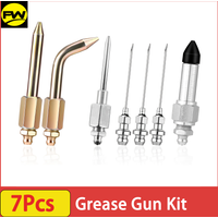 7pcs Grease Gun Accessory Kit, With 3 Grease Nipples, 1Needle Dispenser, Rubber Tip Connector Nipple, Straight Nozzle, Coupler