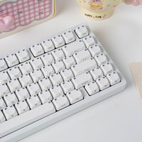 MAO Cat Ear Keycaps Shine Through PBT Keycaps Side Print Double Shot Solid Color For Mx Switch Mechanical Keyboard Custom DIY