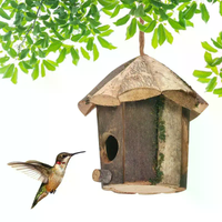 1Pc Outdoor Natural Grass Bird House Handmade Weaved Hummingbird Cage Nest Shelter for Garden Balcony Bedroom Decoration