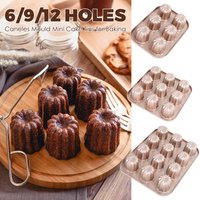 Cannele Mold Cake Pan 6/9/12 Cavity Non Stick Cannele Muffin Bakeware Cupcake Pan for Oven Baking Dishwasher Safe Cannelé Mold