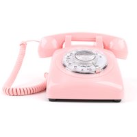 Rotary Dial Phones Retro Telephone From the 1980s, Retro Wired Landline for Home /Office Pink European Landline