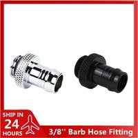 Barb Hose Fitting 3/8'' G1/4 Thread For ID 9-10mm Soft Tube Water Pipe 10X13mm Connector Black or Silver