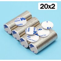 20x2mm Super Powerful Round Neodymium Magnet With double-sided adhesive Magnet N35 Strong Permanent Magnetic imanes