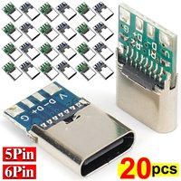 1-20Pcs Type C Female Connectors Jack with Dual 5.1K Resistors 16pin Electric Terminals Welding DIY Data Cable Support PCB Board