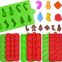 6Pcs Christmas Silicone Baking Mold Christmas Tree Holiday Silicone Molds for Chocolate Snowman Gingerbread Santa Baking Mould