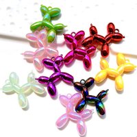 5Pcs Colorful Fluffy Balloon Dog Shape Acrylic Pendant Charms Pendant For Bracelet DIY Necklace Jewelry Making