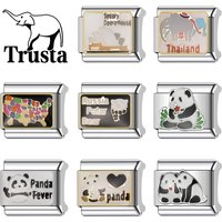 Trusta Pretty Popular Panda Thailand moxico italian link charm bracelet 9mm Stainless Steel Bracelet Jewelry DIY Making N267