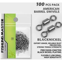Fishing Barrel Swivels Stainless Steel American Solid Rings Black Nickel Lure Connectors High Strength Terminal, 100PCS