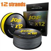 JOF X12 Strands Braided Fishing Lines Saltwater Fishing Cord Tackle Abrasion Resistance 300M 500M Multifilament Super PE Line