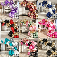 141pcs Balloon Wreath Set Baby Shower Wine Red Balloon Decoration in Different Sizes Wedding Happy Birthday Party Decoration