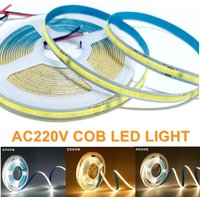 AC220V COB LED Strip Light Flexible Tape Lights Smart IC No Need Driver High Bright 240 LEDs Linear Lighting RA95 Warm White 5m