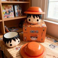 400ml Anime One Piece Cosplay Ceramics Mug Water Cup Creative Luffy Hat cover Shaped Coffee Milk Cup Ornament Gifts