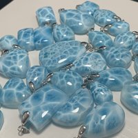 Natural Blue Larimar Pendants Necklaces for Women Rare Luxury Tortoisesh Bead Healing Gemstone Jewelry 925 Sterling Silver Clasp