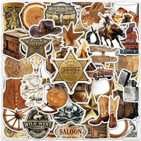 50-Pack Waterproof Western Cowboy Desert Adventure Graffiti Stickers for Notebook Phone Tablet Guitar Outdoor Decor