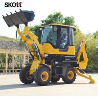 Backhoe Loader Compact Hydraulic 2IN1 Wheel Excavator Loader Agricultural Digging Equipment Customizable Accessories
