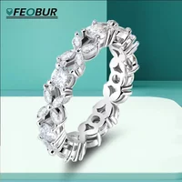 D Color Full Moissanite Ring for Women Butterfly 925 Sterling Silver Marquise Round Cut Diamond Eternity Wedding Band Jewelry