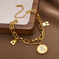 New Titanium steel non-fading bracelet.Hip-hop bear,18K gold-plated.For women in summer. INS niche, simple&unique,titanium steel