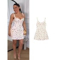 Summer Women Floral Mini Dress Fashion Elegant High Waisted Slim A-Line Dresses Ladies Sexy Backless Spaghetti Strap Dresses