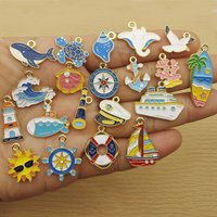10pcs Sea Beach Boat Animal Charm for Jewelry Making Necklace Bracelet Keychain Pendant Diy Craft Accessories Metal Gold Plated