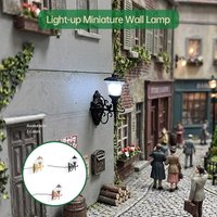 2PCS HO Miniature LED Wall Lamp Model Light for 1:87 Micro Landscape Dollhouse Decoration Sandtable Building Materials/Dioramas