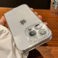 Bling Glitter Clear Case For iPhone 17 16 15 14 13 12 11 Pro Max Plus 17 Air Lens Protection Shockproof Transparent Soft Cover