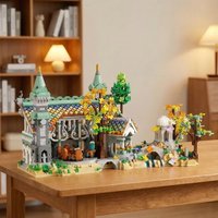 Medieval Fairy Tale House Building Blocks, Forest Elf Mansion Landscape Mini Bricks Display Set