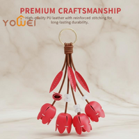 Latest Trendy Hanger Flower Pu Leather Pendant Handmade Car Keyring Leather Keychain Fashion Creative Bag Pendant Bag Ornament