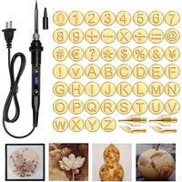 Internal Heat Wood Burning Pen Tips Kit Adjustable Temperature with Alphabet Carving Set Soldering Iron Head Set With Digital