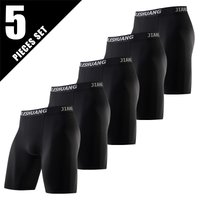 5piece Set Of Men's Classic Black And White Elastic Long Underwear Quick Drying Comfortable Sporty Youth Trend Flat Corner Pants