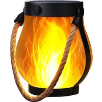 Solar Flame Rope Lantern Type-C Fast Charging Waterproof Hanging Lamp with Flickering 3D Flame for Garden Patio Camping Decor