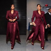 Fashion Women's Formal Dresses Suit Gowns One Button Long Jacket Coat And Pants For Female 2 Pieces Suit Customized